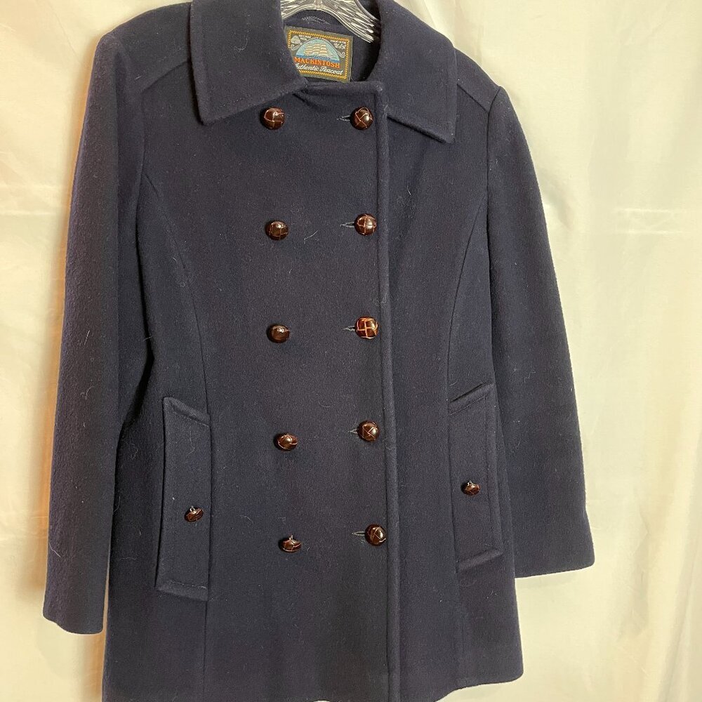Women's Vintage classic Mackintosh Navy Pea coat, Size 8